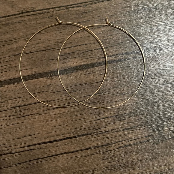 EUC: Large Hammered Gold hoop earrings - Picture 2 of 3